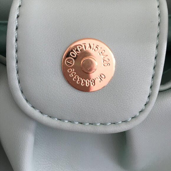 NWT Anthropologie Mini Knot Satchel Crossbody Pastel Blue/Green Purse - Picture 8 of 10